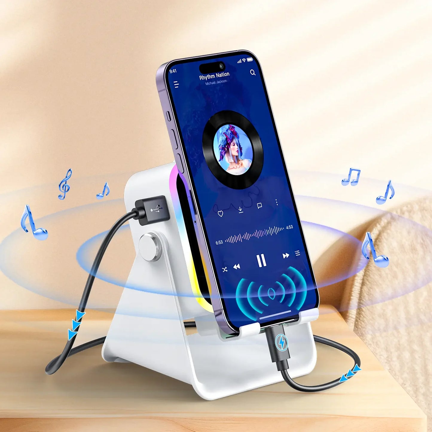 Wireless Induction Blutooth Speaker Stand