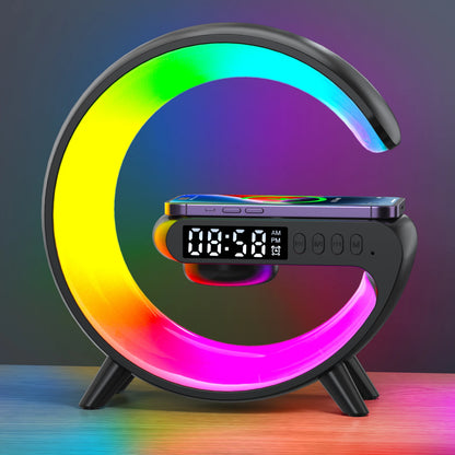 RGB Wireless Charger Smart Wireless Bluetooth Speakers Sunrise Alarm Clock & Wake Up Light 15W Fast Charging Dock Station