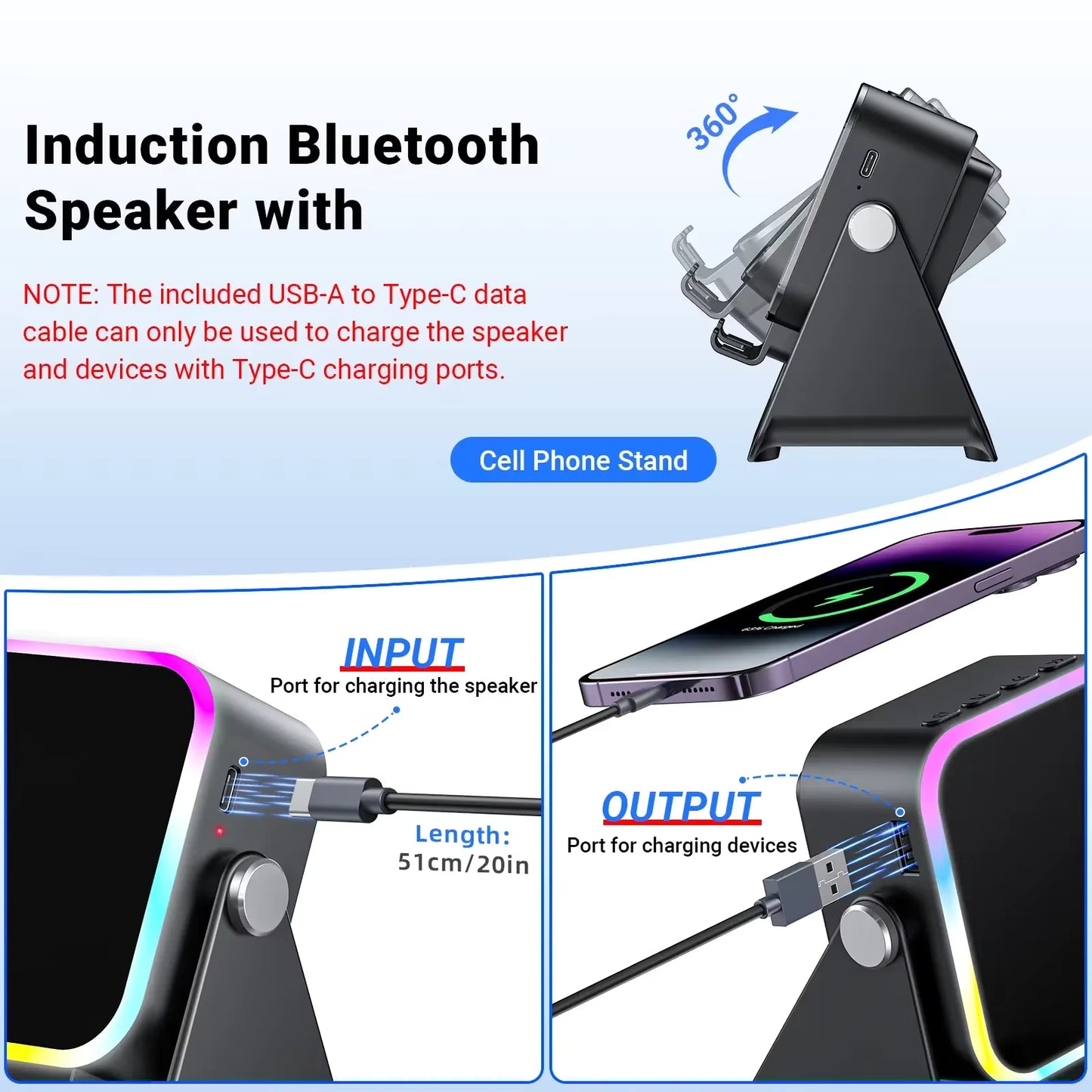 Wireless Induction Blutooth Speaker Stand