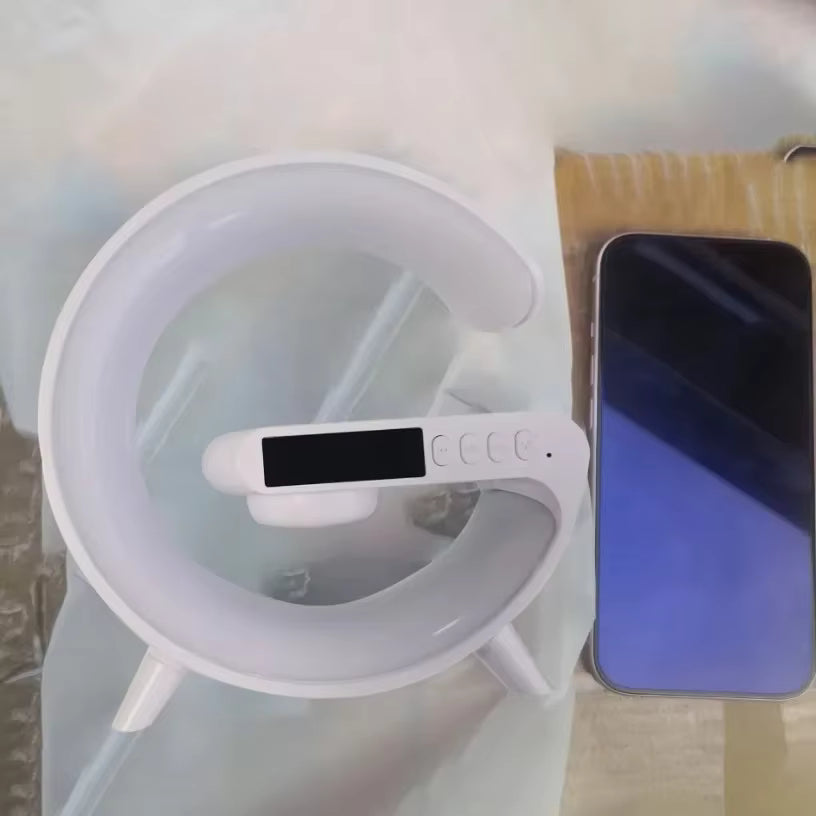 RGB Wireless Charger Smart Wireless Bluetooth Speakers Sunrise Alarm Clock & Wake Up Light 15W Fast Charging Dock Station