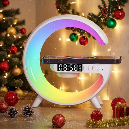 RGB Wireless Charger Smart Wireless Bluetooth Speakers Sunrise Alarm Clock & Wake Up Light 15W Fast Charging Dock Station
